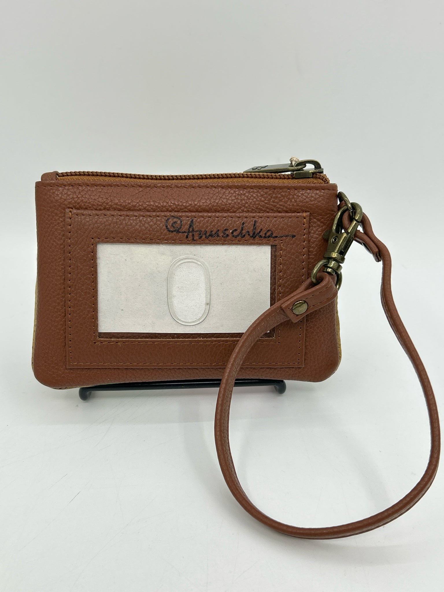 ANUSCHKA Gold Print Women Wristlet NWT