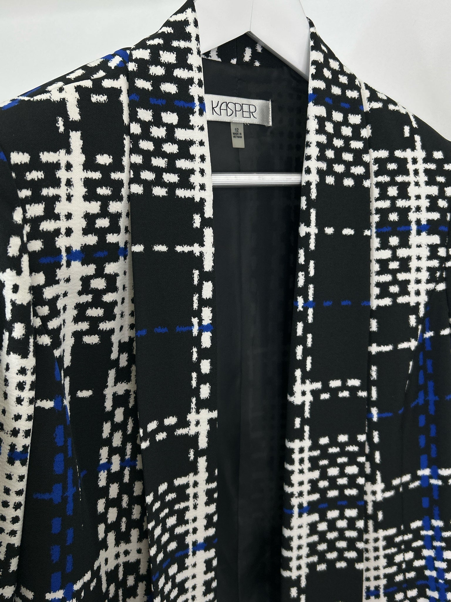 KASPER Size 12 Black Print Women Jacket