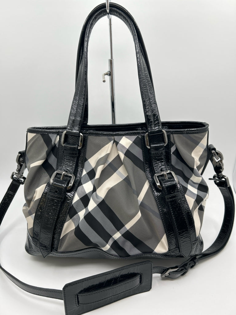 BURBERRY Black Plaid Purse