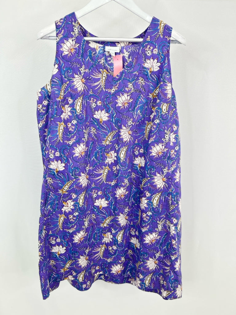J JILL Size LP Purple Print Women's Dress