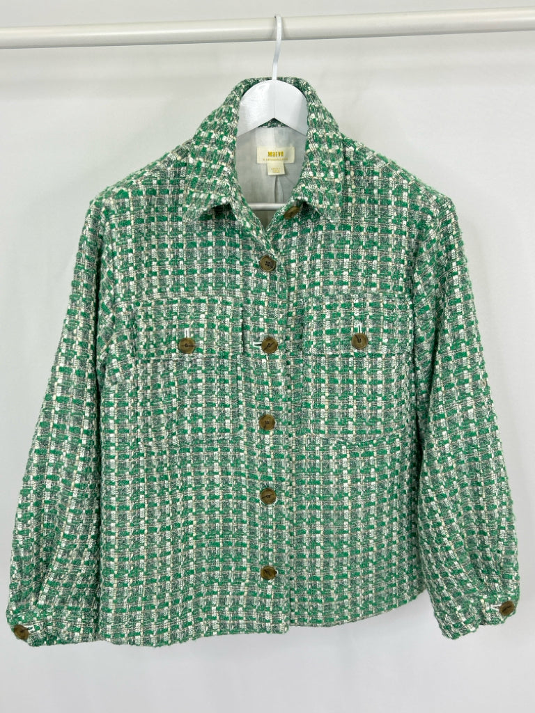 MAEVE NWT Women Size S GREEN AND WHITE Jacket