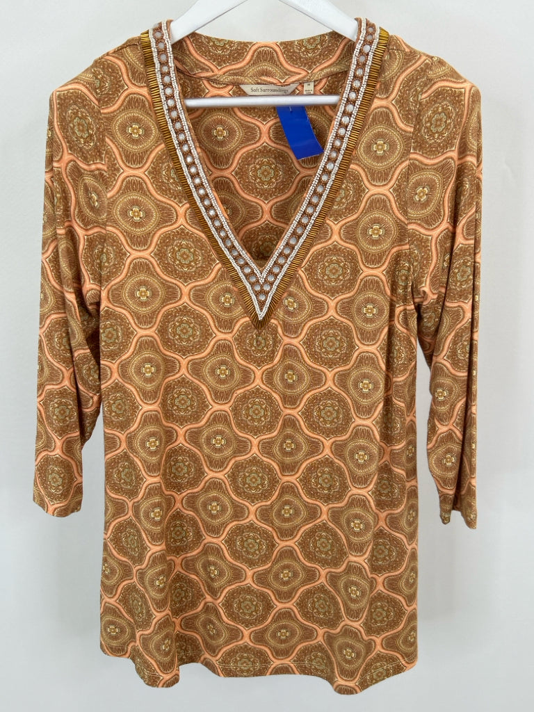 SOFT SURROUNDINGS Size M Gold Print Women's Tunic