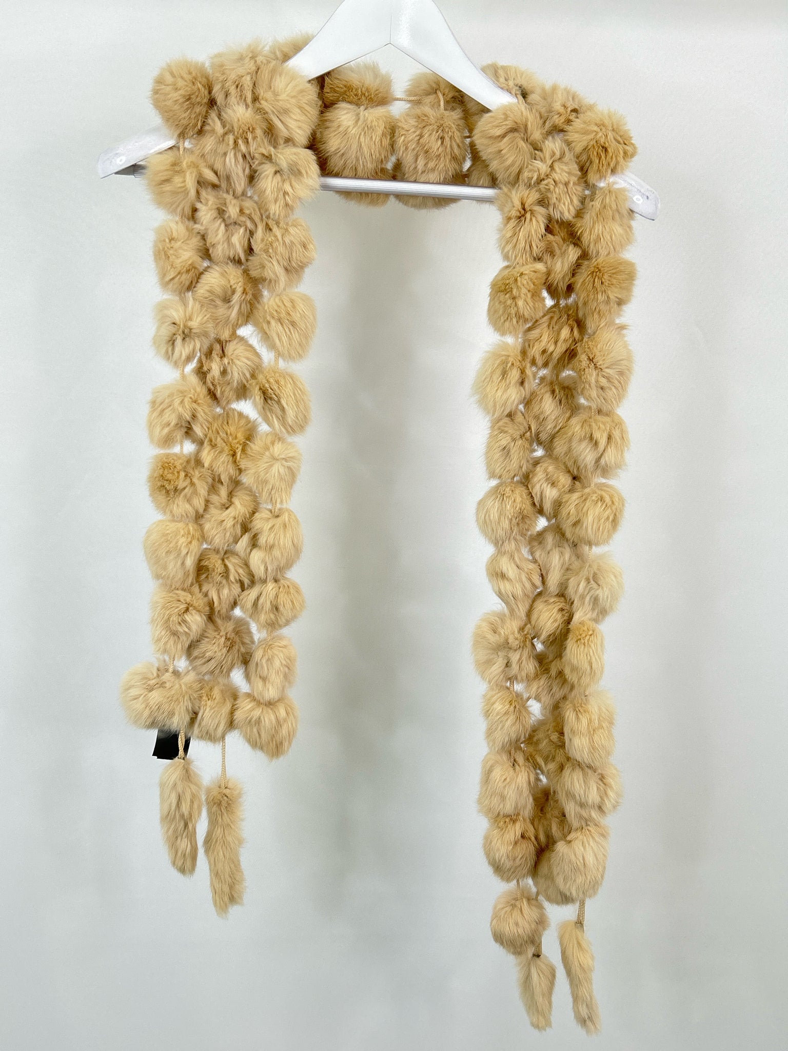 NO BRAND One Size Beige Women Rabbit Fur Scarf