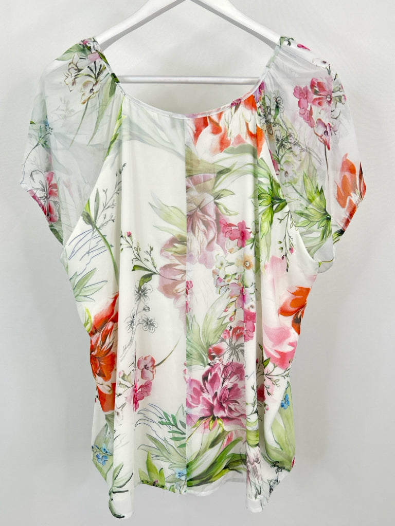 KAREN KANE Size 3X White Floral Women's Top