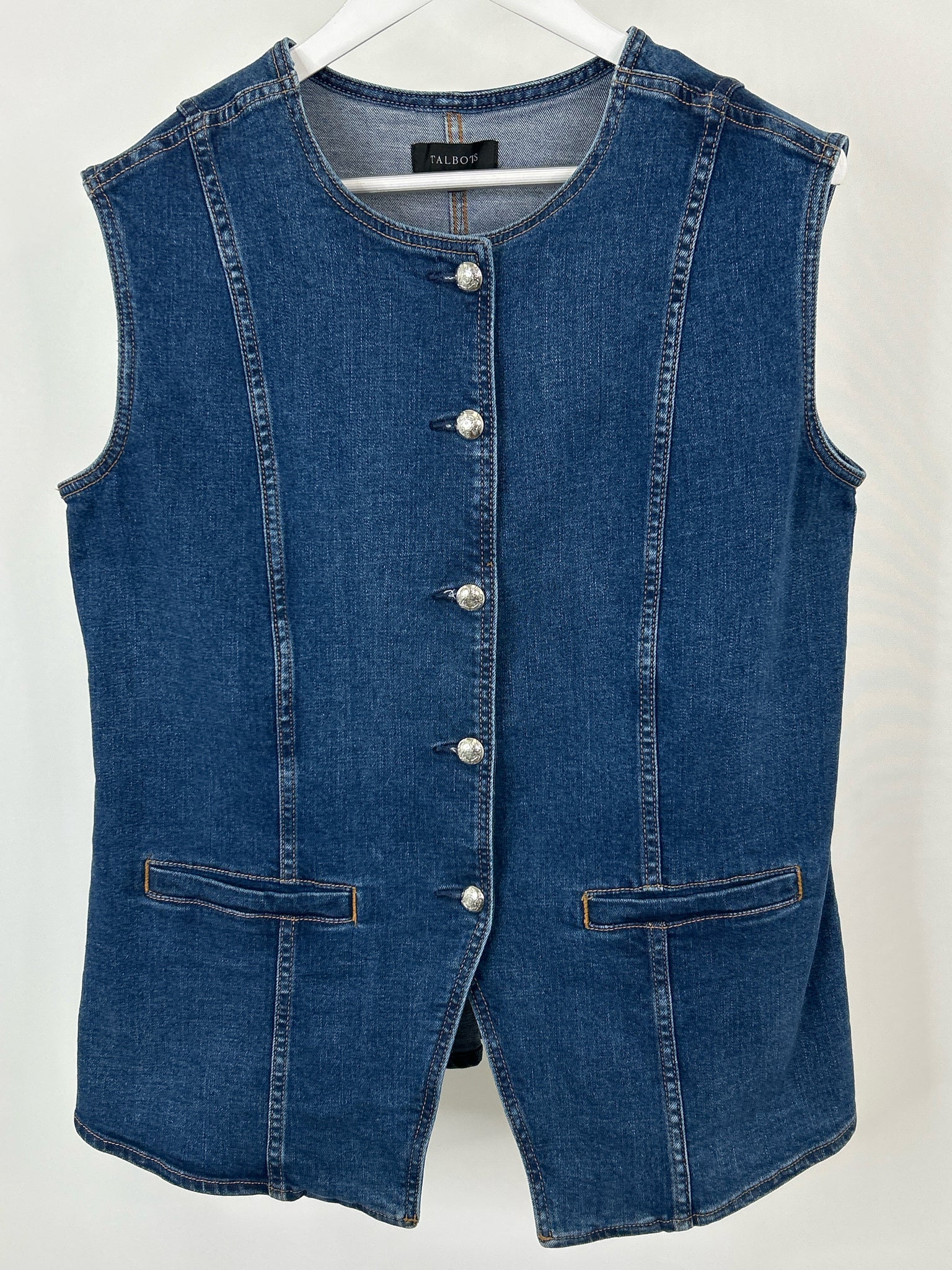 TALBOTS Size 12 BLUE DENIM Women Vest