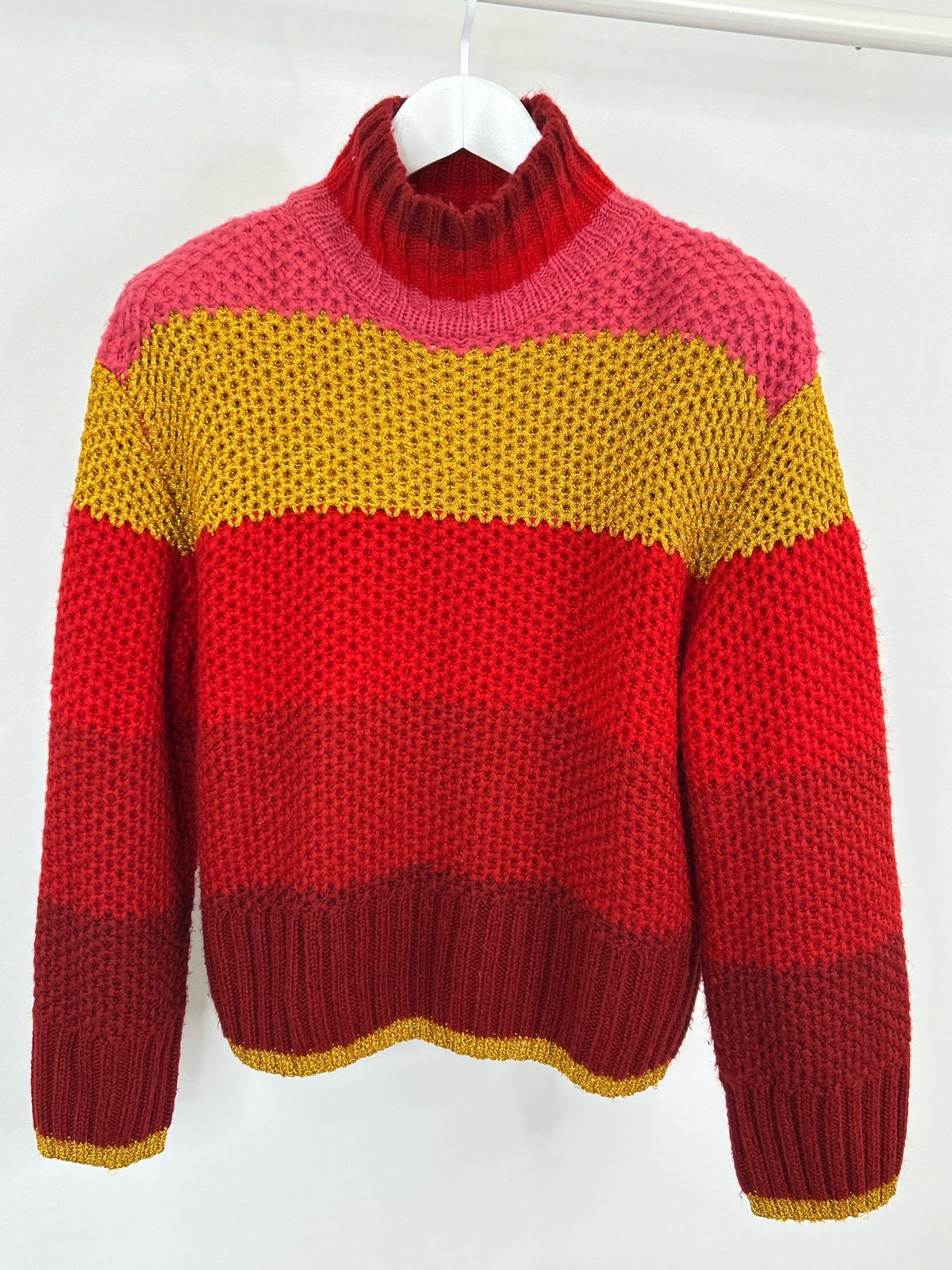 FARM RIO Size XS Red Striped Women Sweater