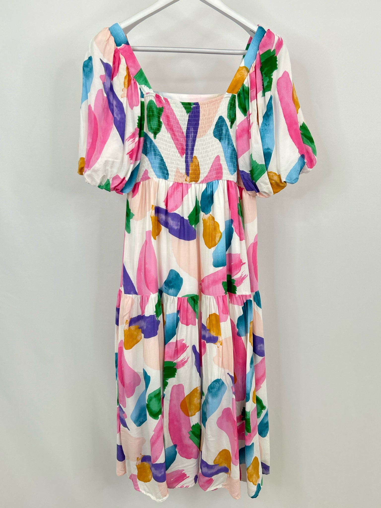 ENTRO Size M White Print Women Dress