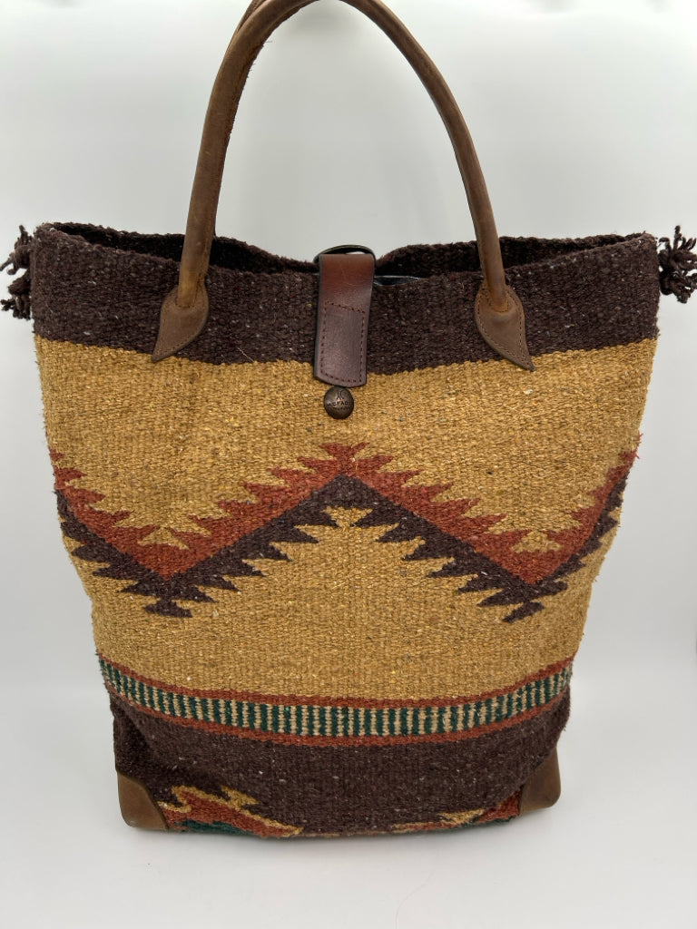 MCFADIN Brown Print Navajo Wool Tote