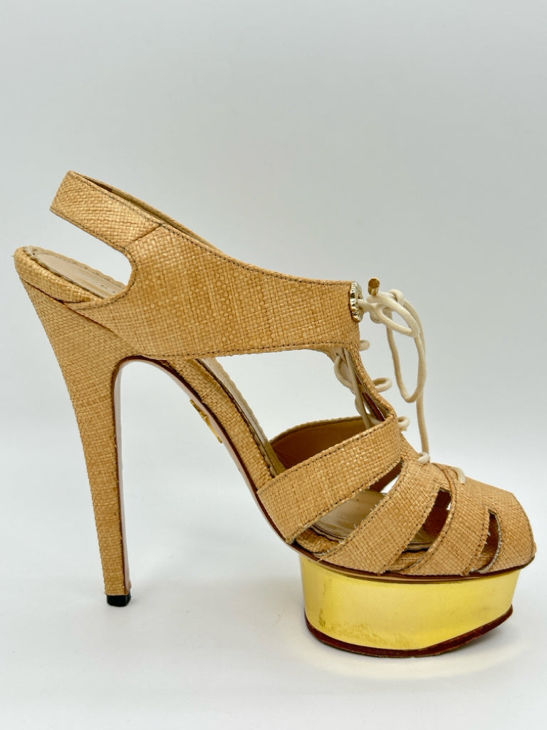 CHARLOTTE OLYMPIA Size 38 Natural Women's Sandal