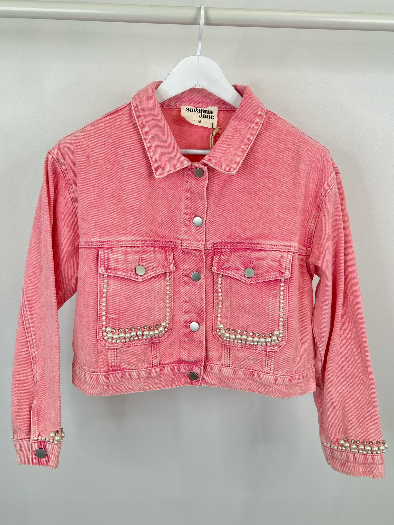 SAVANNA JANE NWT Size M Pink Denim Women Jacket