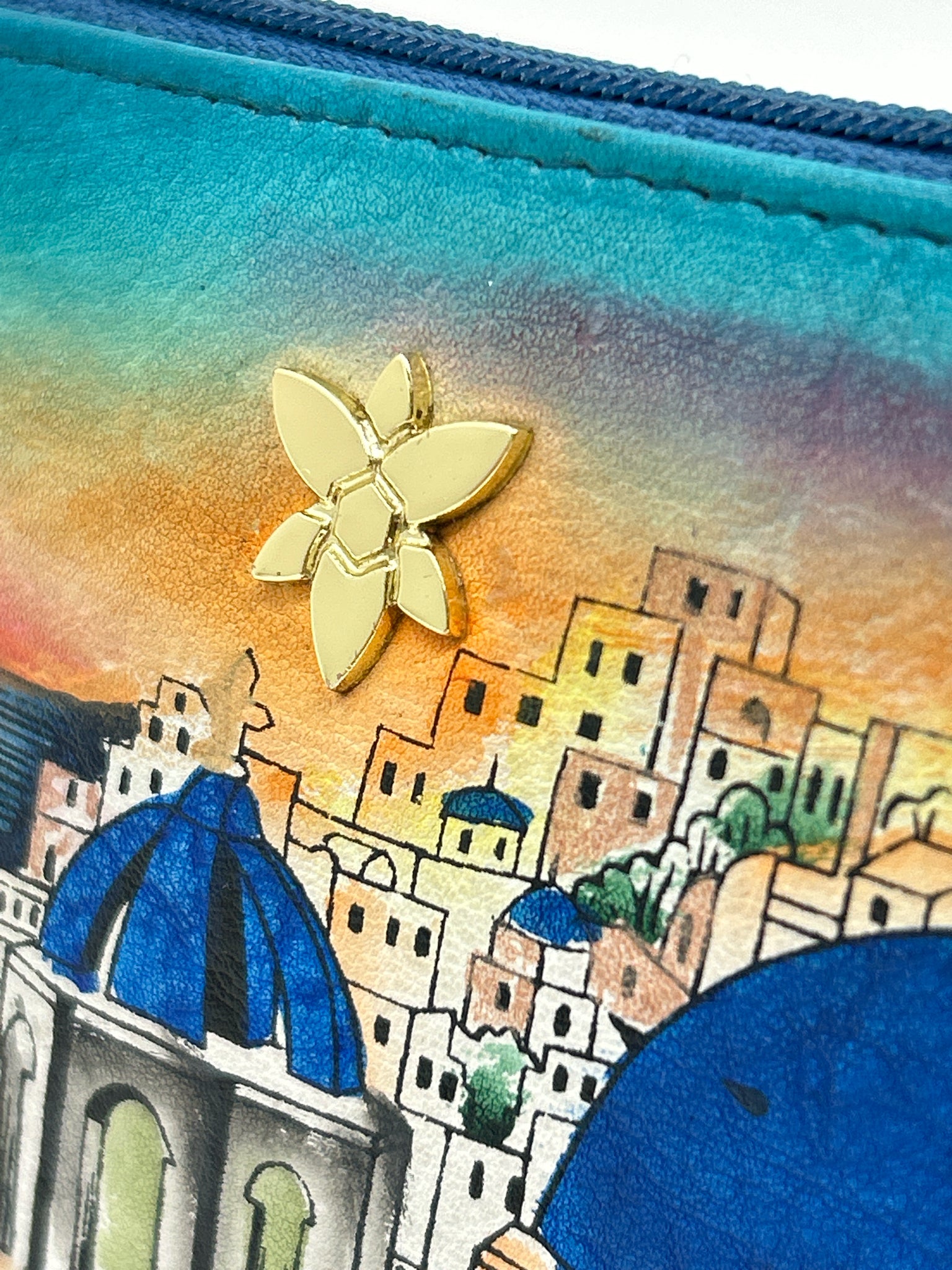 ANUSCHKA Blue Print Zip Pouch Accessories NWT