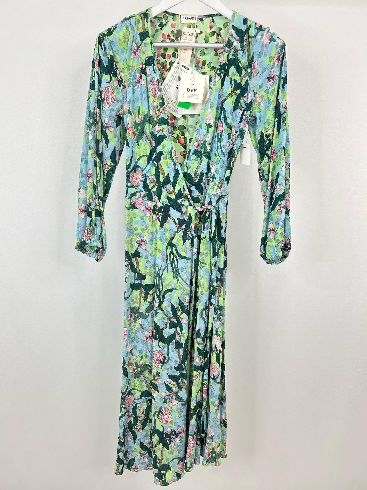 DIANE VON FURSTENBERG Size XS Blue & Green Floral Women Dress NWT