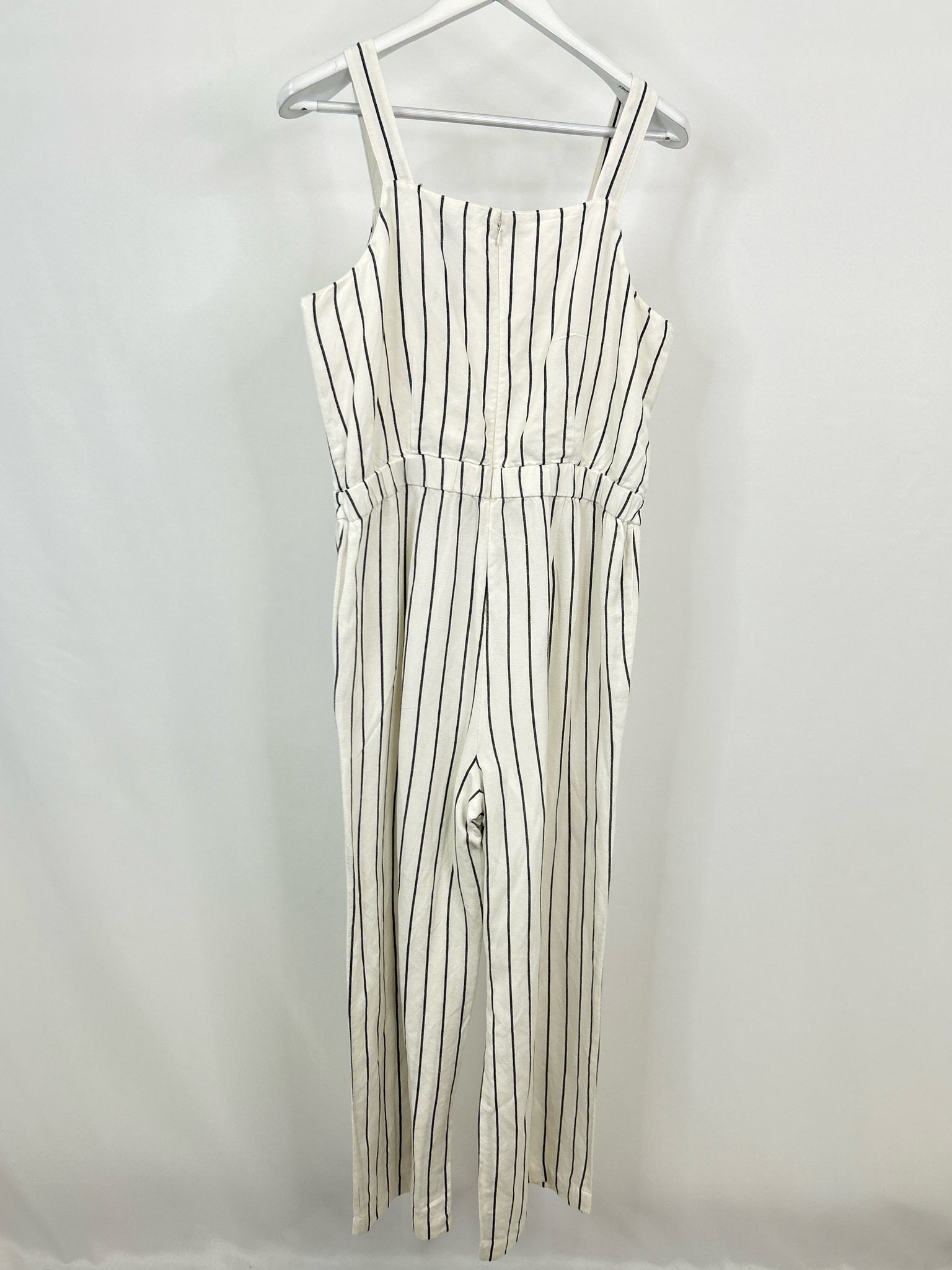 LOFT BEACH Size M White Striped Women Jumpsuit