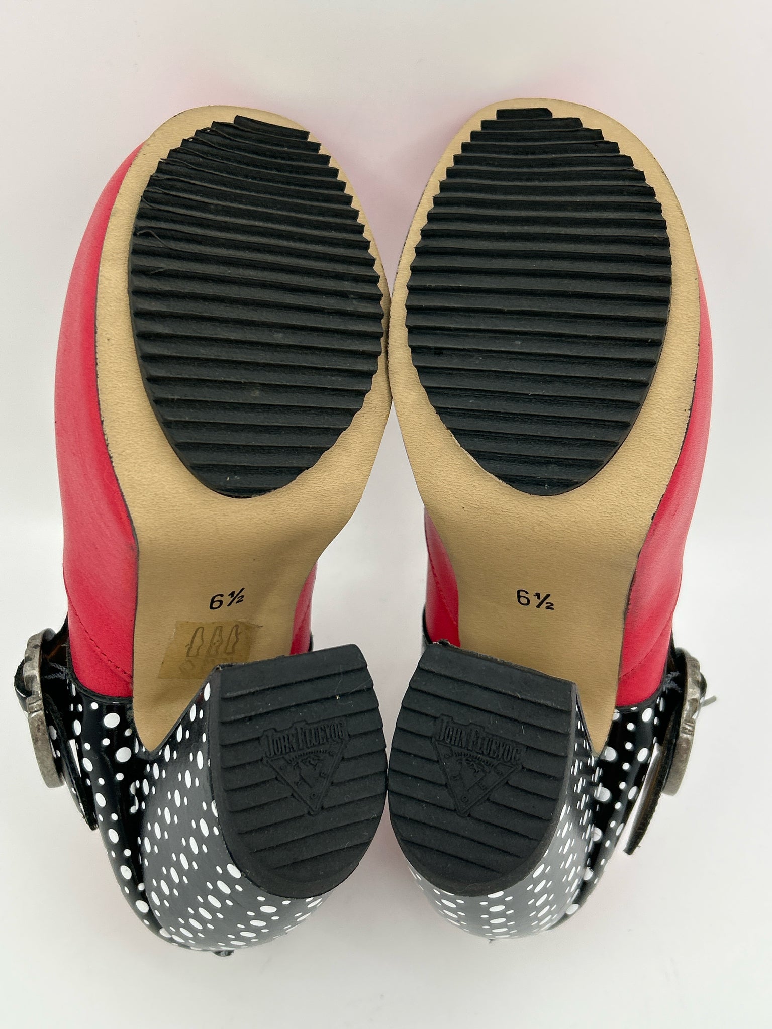 JOHN FLUEVOG Size 6.5 Red & Black Women Pumps