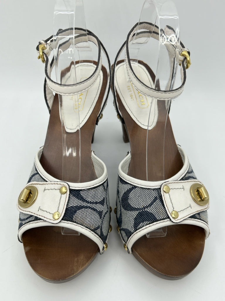 COACH Size 8.5 blue and white Women's Sandal