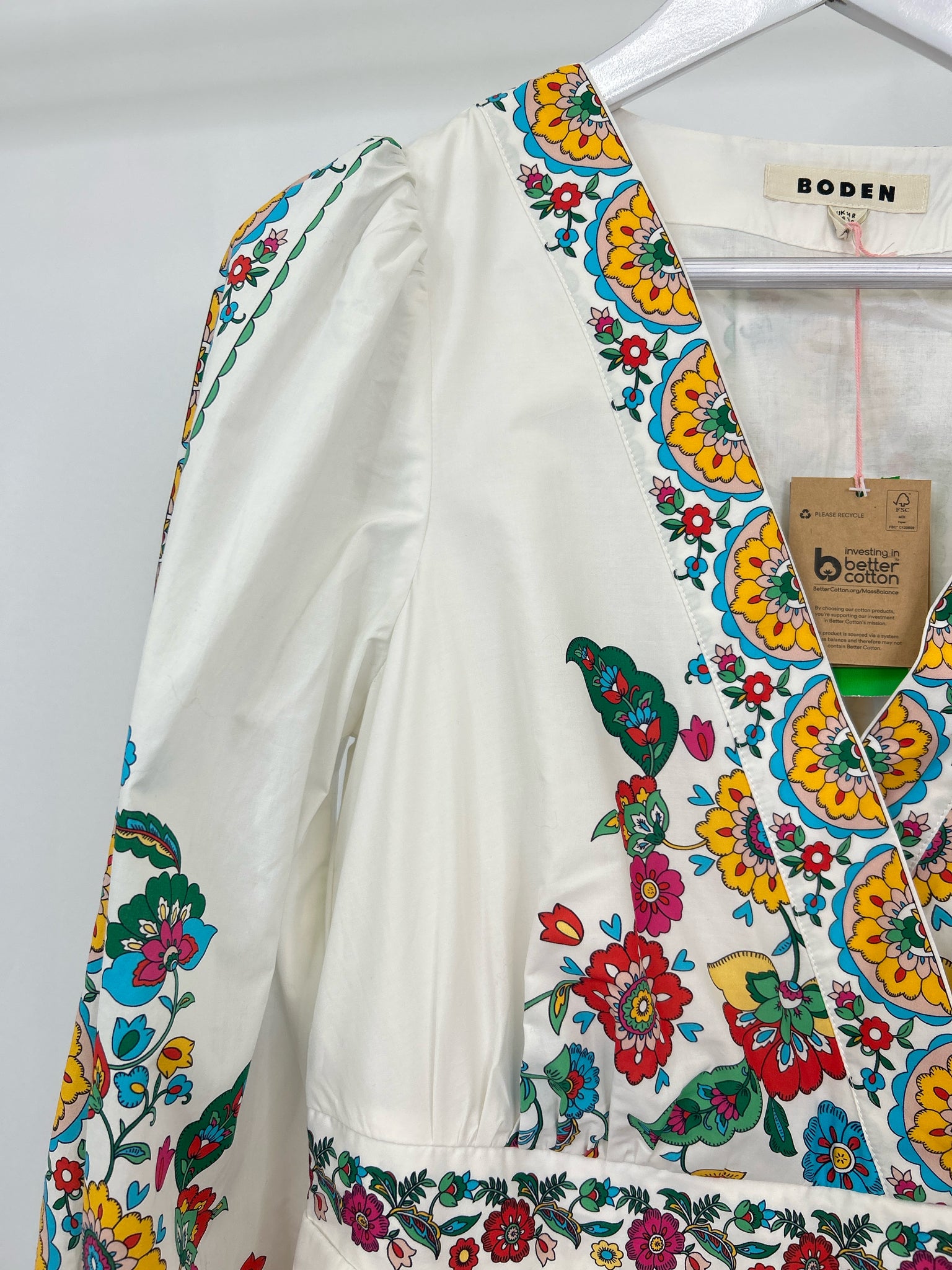 BODEN Size 10R White Floral Women Dress