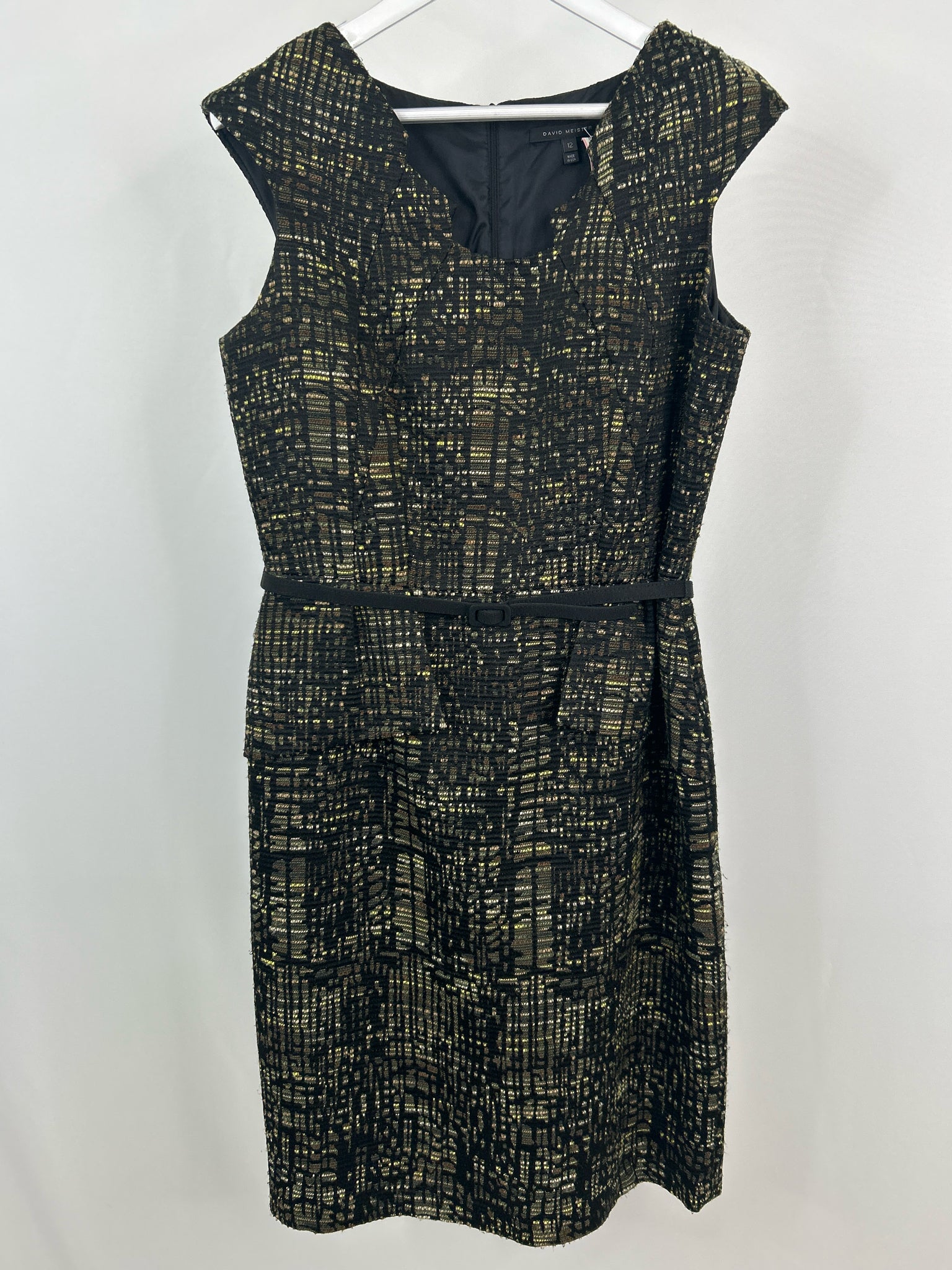 DAVID MEISTER Size 12 Black and yellow Women Dress