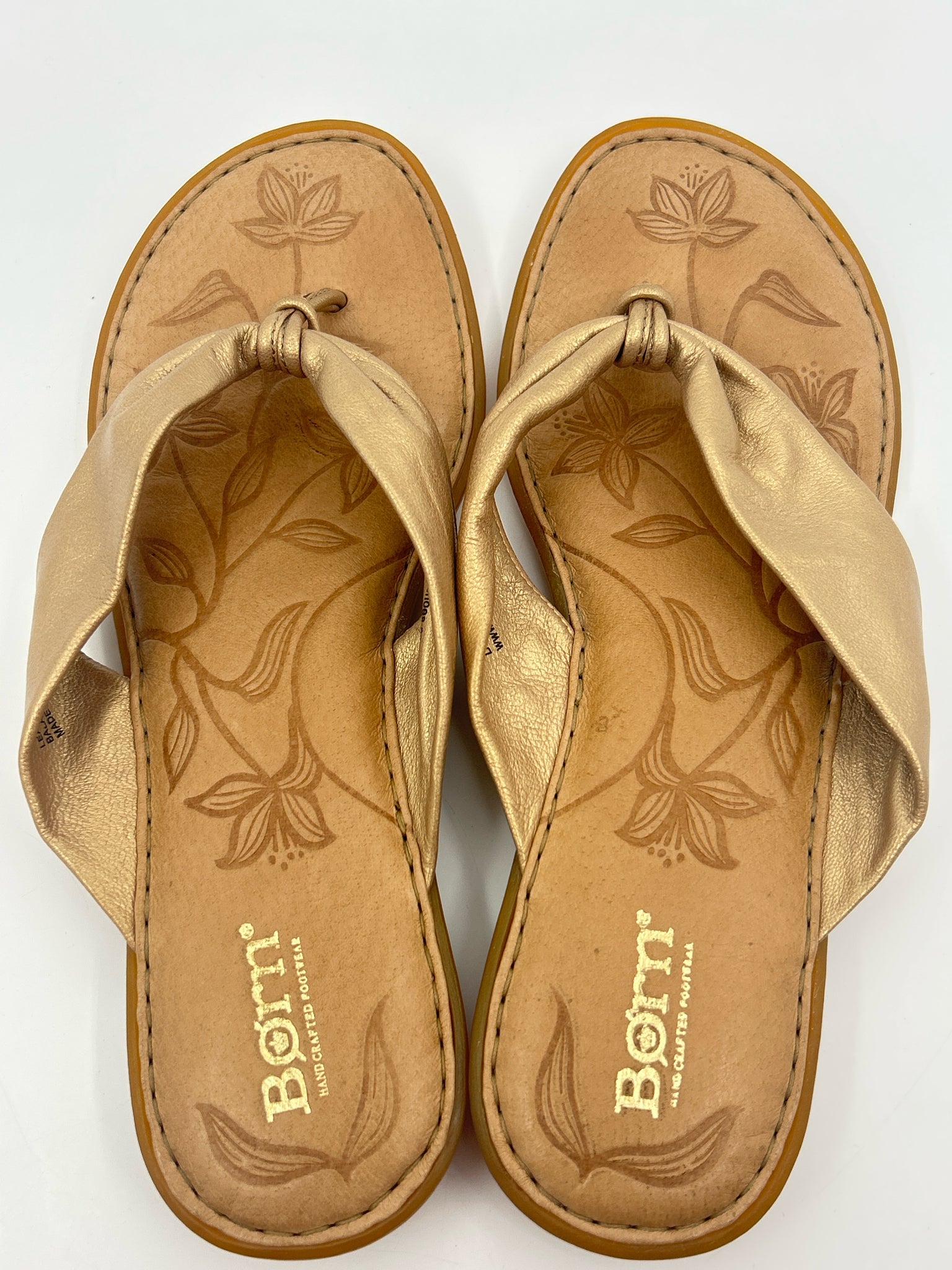 BORN Size 9 Gold & Beige Women Sandal