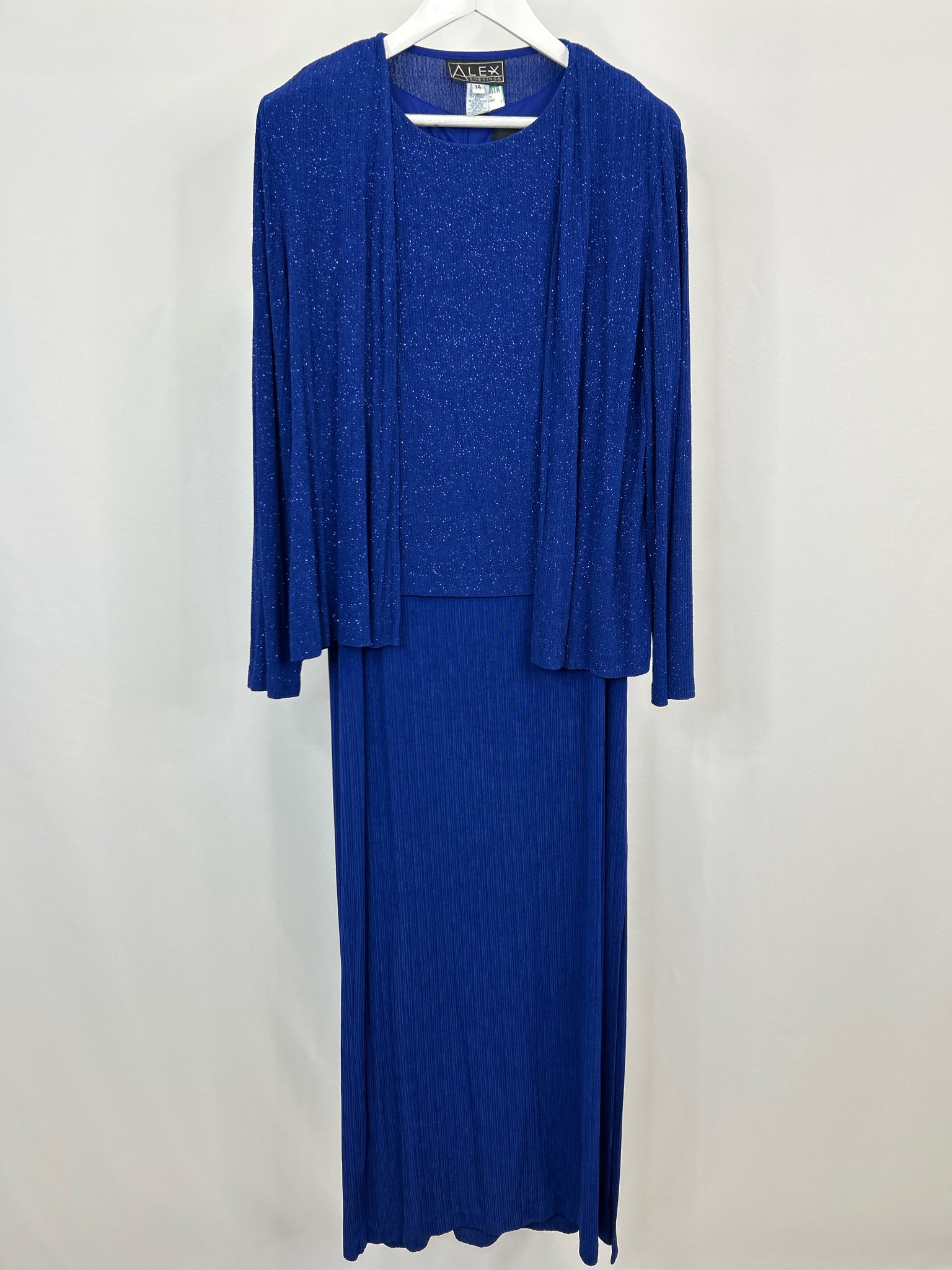 ALEX EVENINGS Size 14 Royal Blue Women 2-Piece w/dress