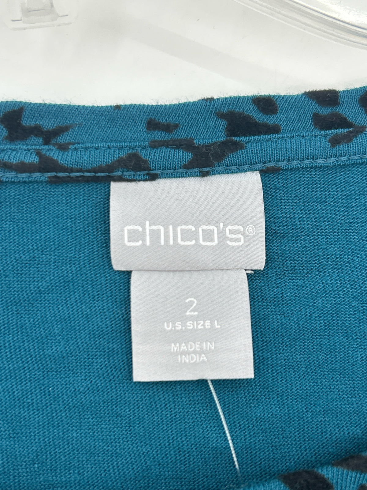 CHICO'S Size L Teal Print Women Top