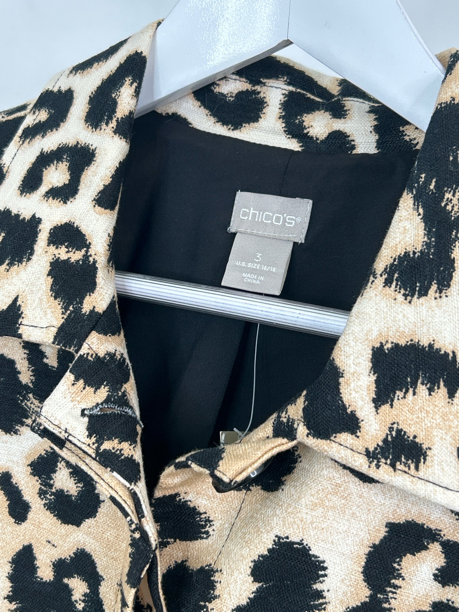 CHICO'S Size 16/18 BEIGE AND BLACK Women Jacket