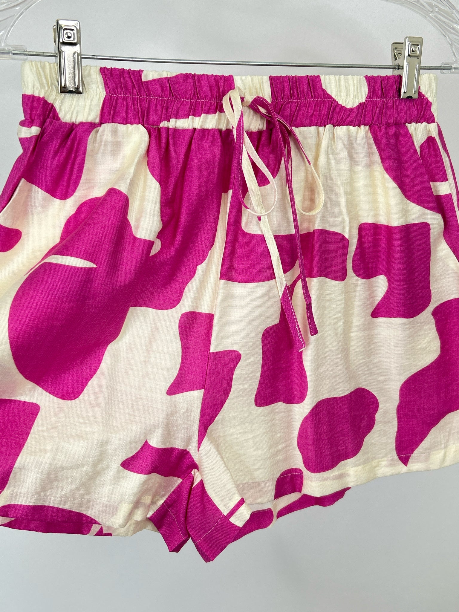 Meet Me In Santorini Size M Ivory and Fuchsia Women 2-Piece w/shorts