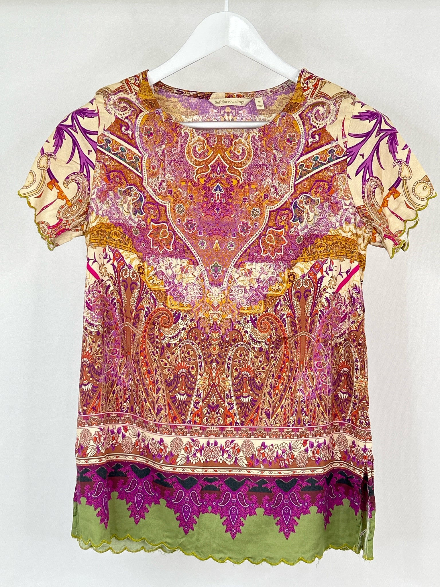 SOFT SURROUNDINGS Size XS Burgundy Print Women Top