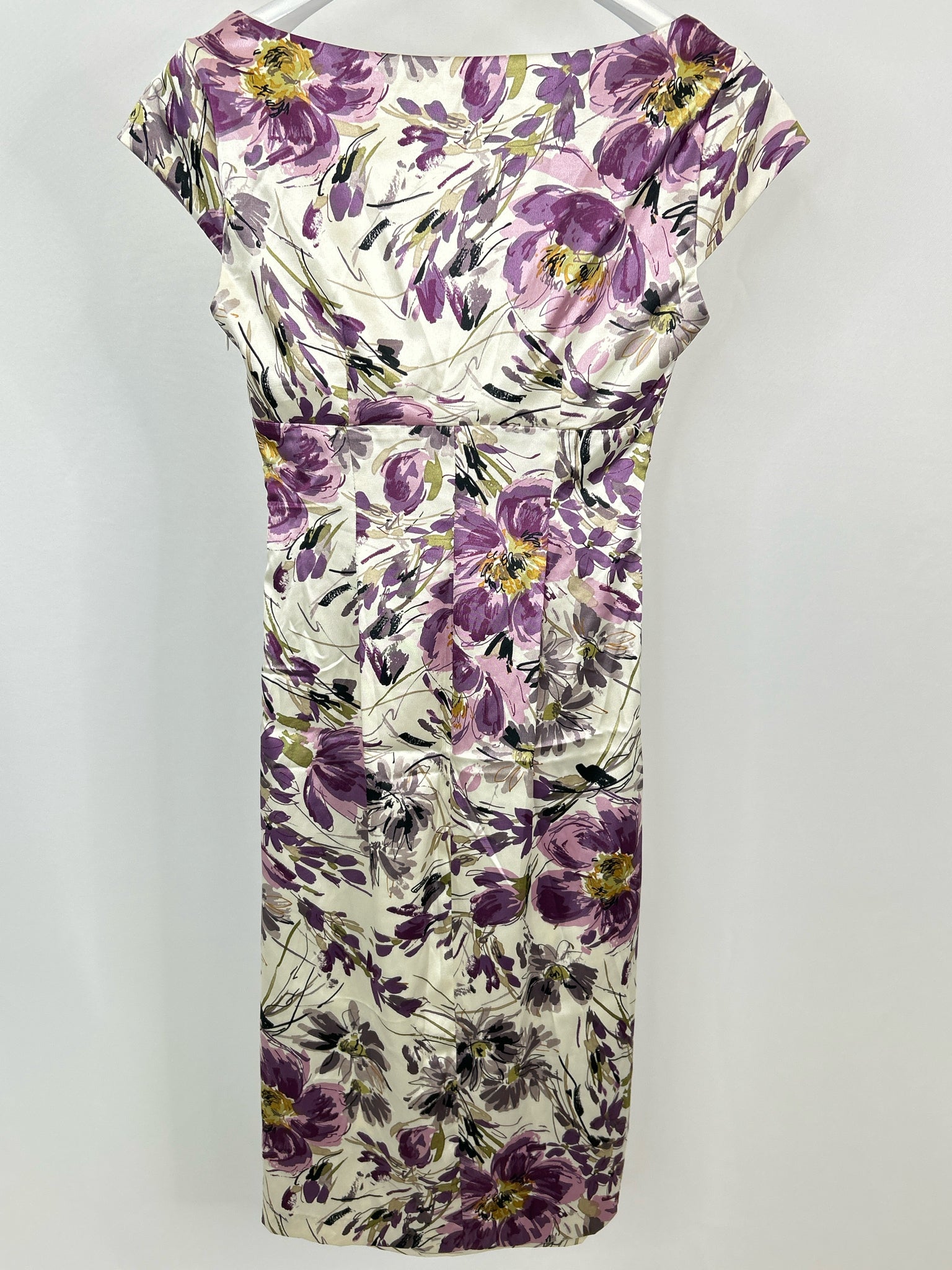LONDON TIMES Size 6 Ivory and Purple Women Dress