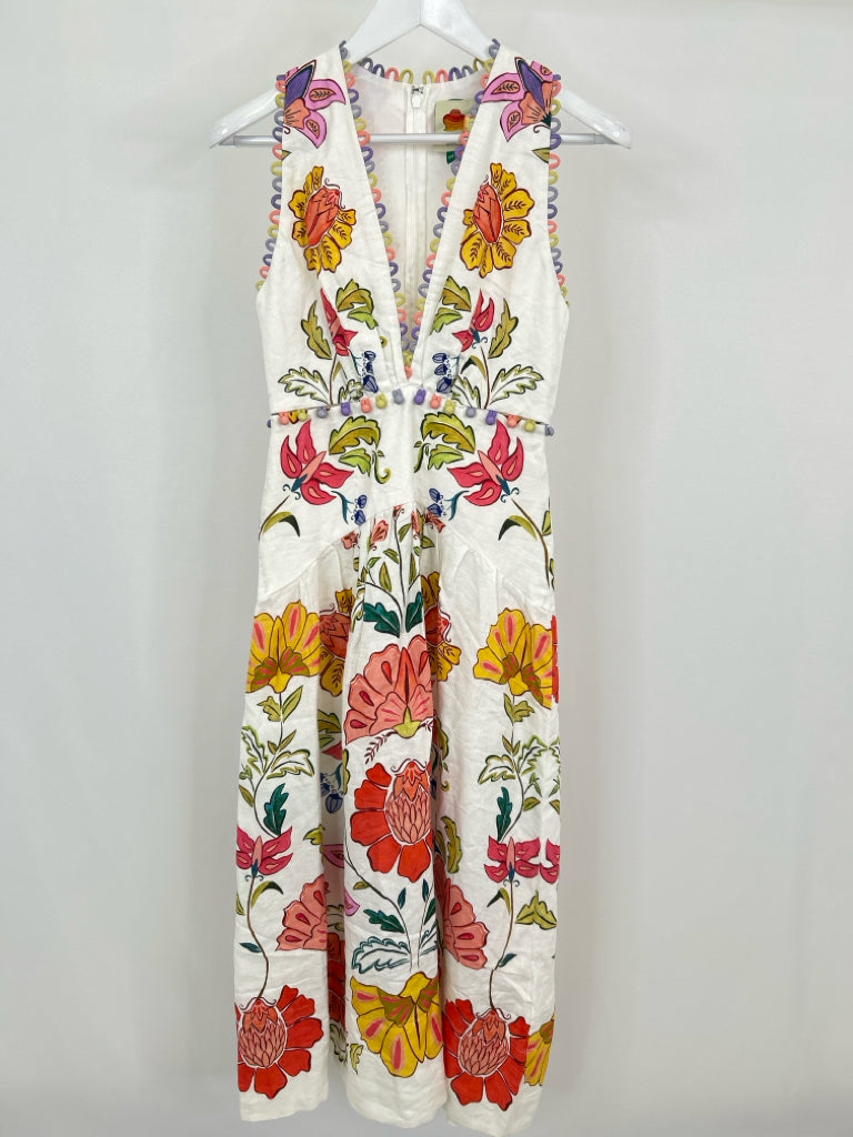 FARM RIO Size XXS White Floral Women's Dress
