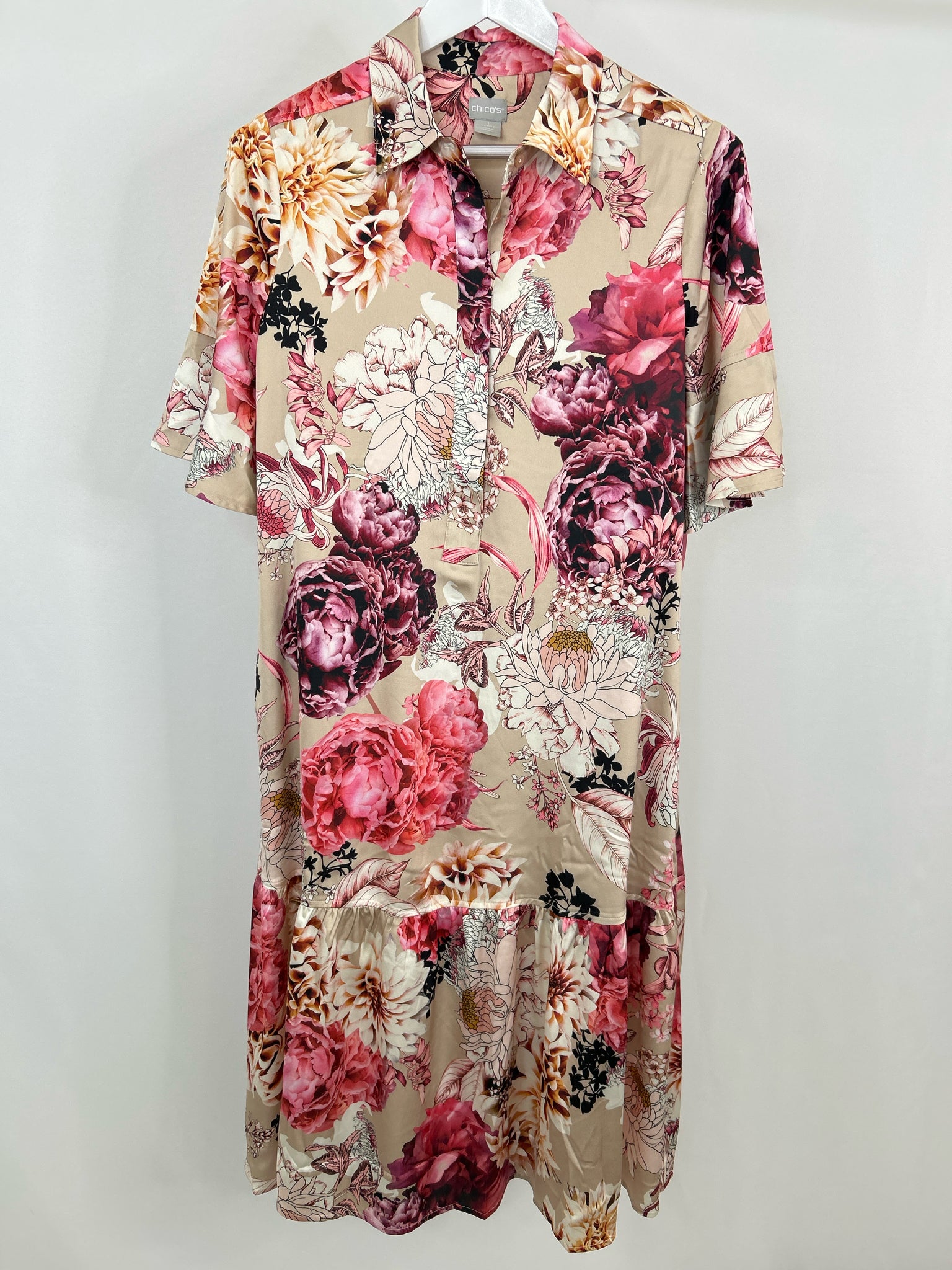 CHICO'S Size M Pink Print Women Dress NWT