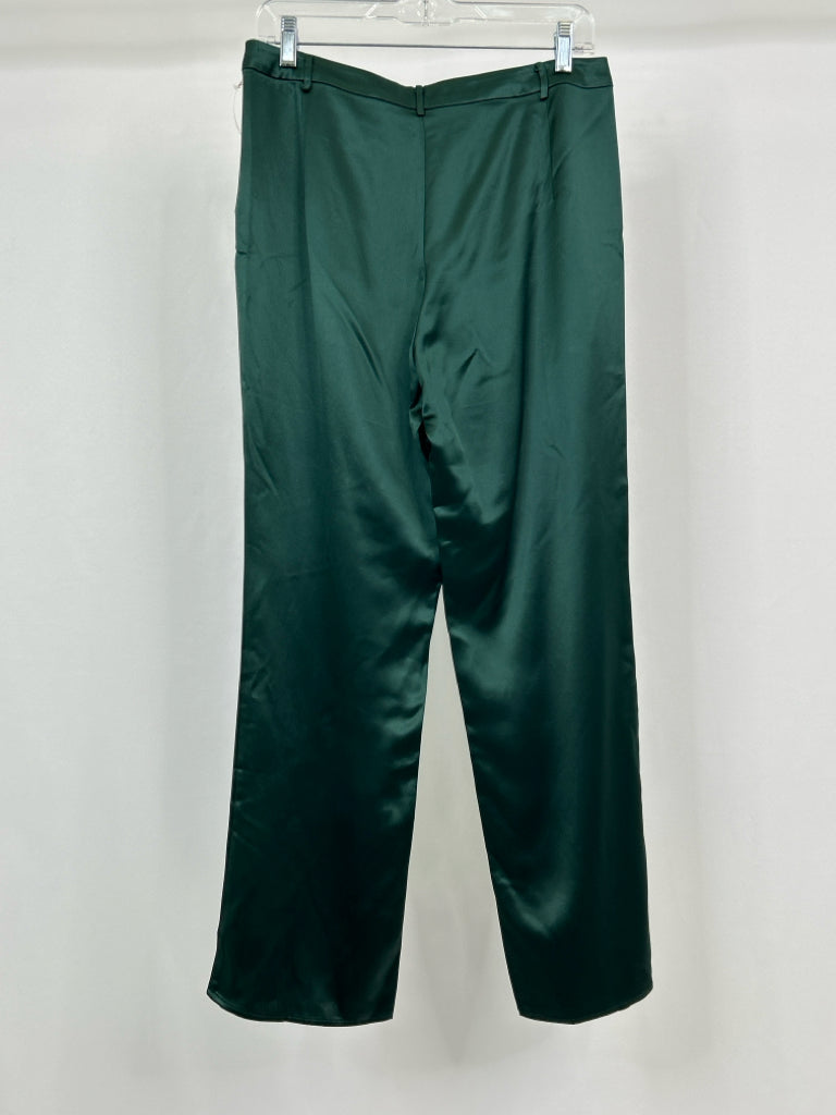 LATTELIER Women Size L Emerald Satin Pants NWT