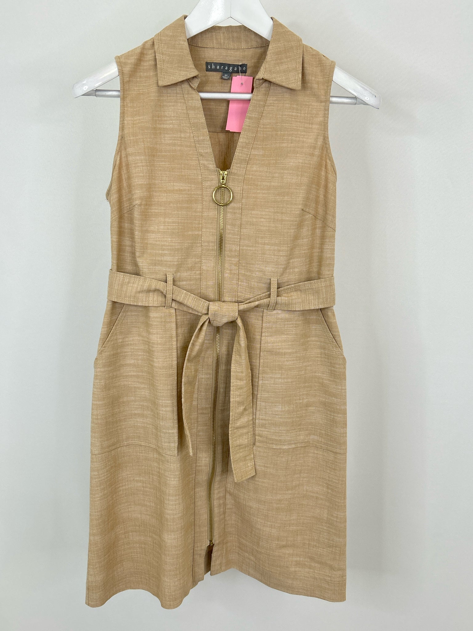 SHARAGANO Size 6P KHAKI Women Dress