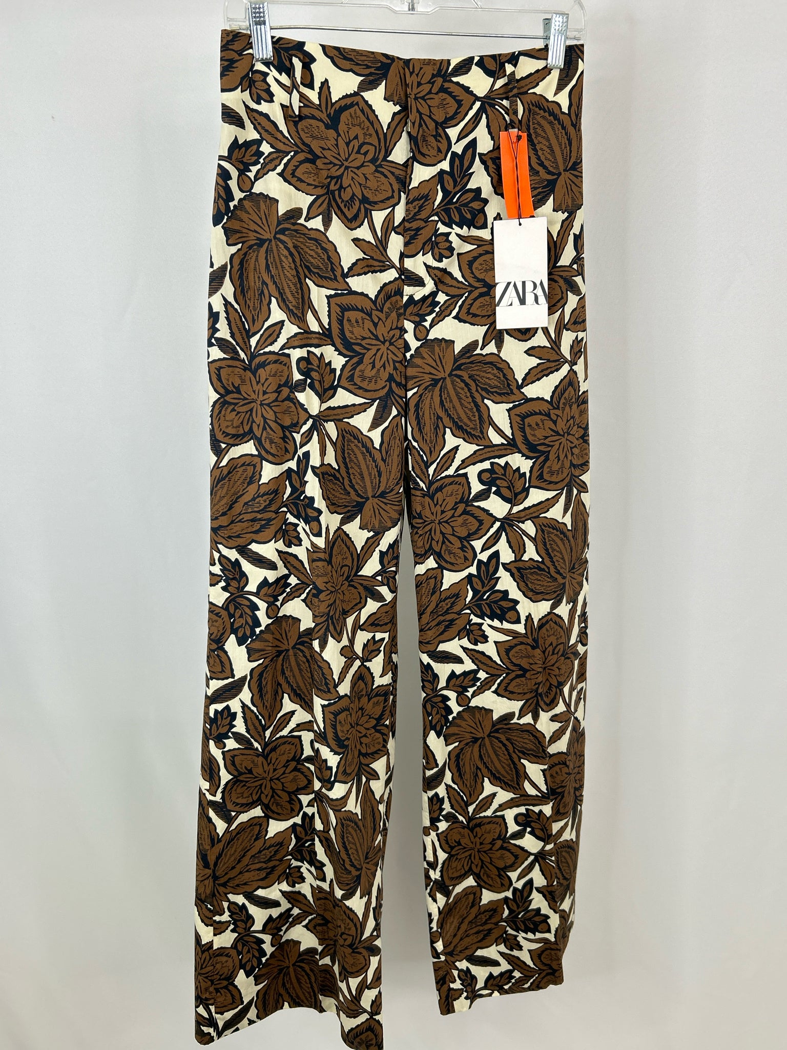 ZARA Size M Brown Floral Women Pants NWT