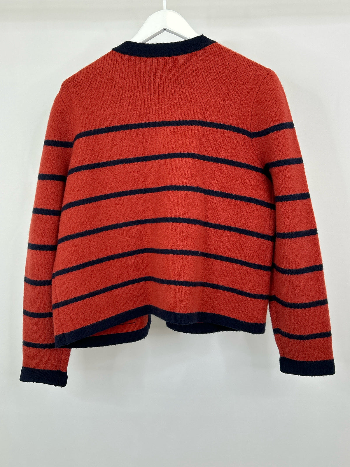 TALBOTS Size L Orange Red and Navy Women Cardigan