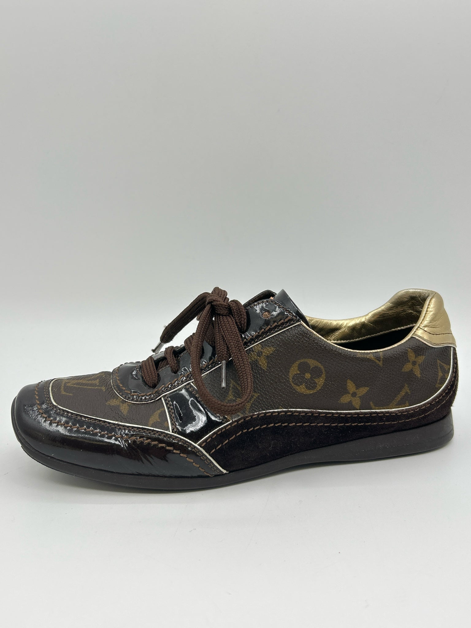LOUIS VUITTON EU Size 38.5 Brown Women's Sneakers