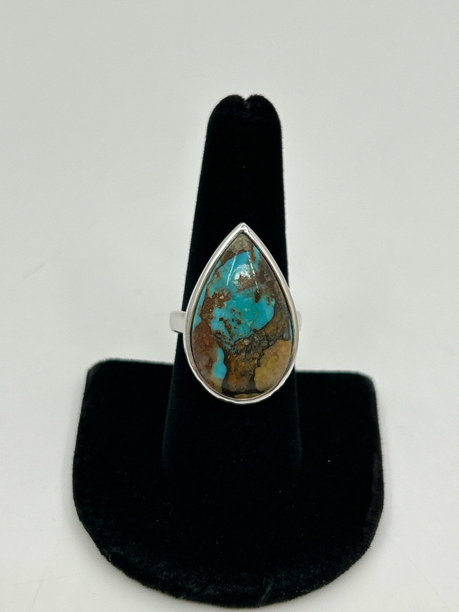 NO BRAND Sterling SILVER AND TURQUOISE Size 8 Ring