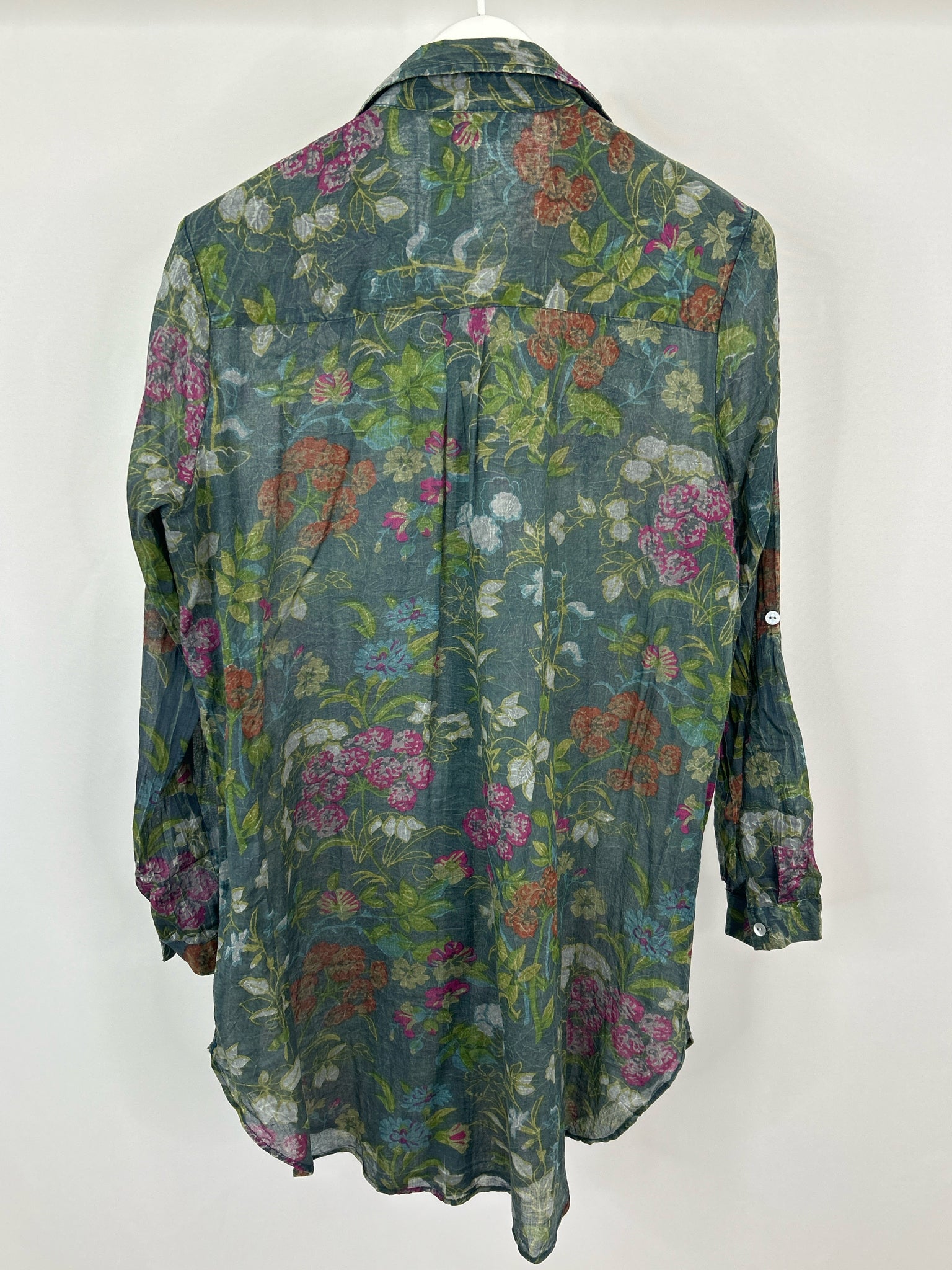 Vintage Goa Size L Green Floral Women Tunic
