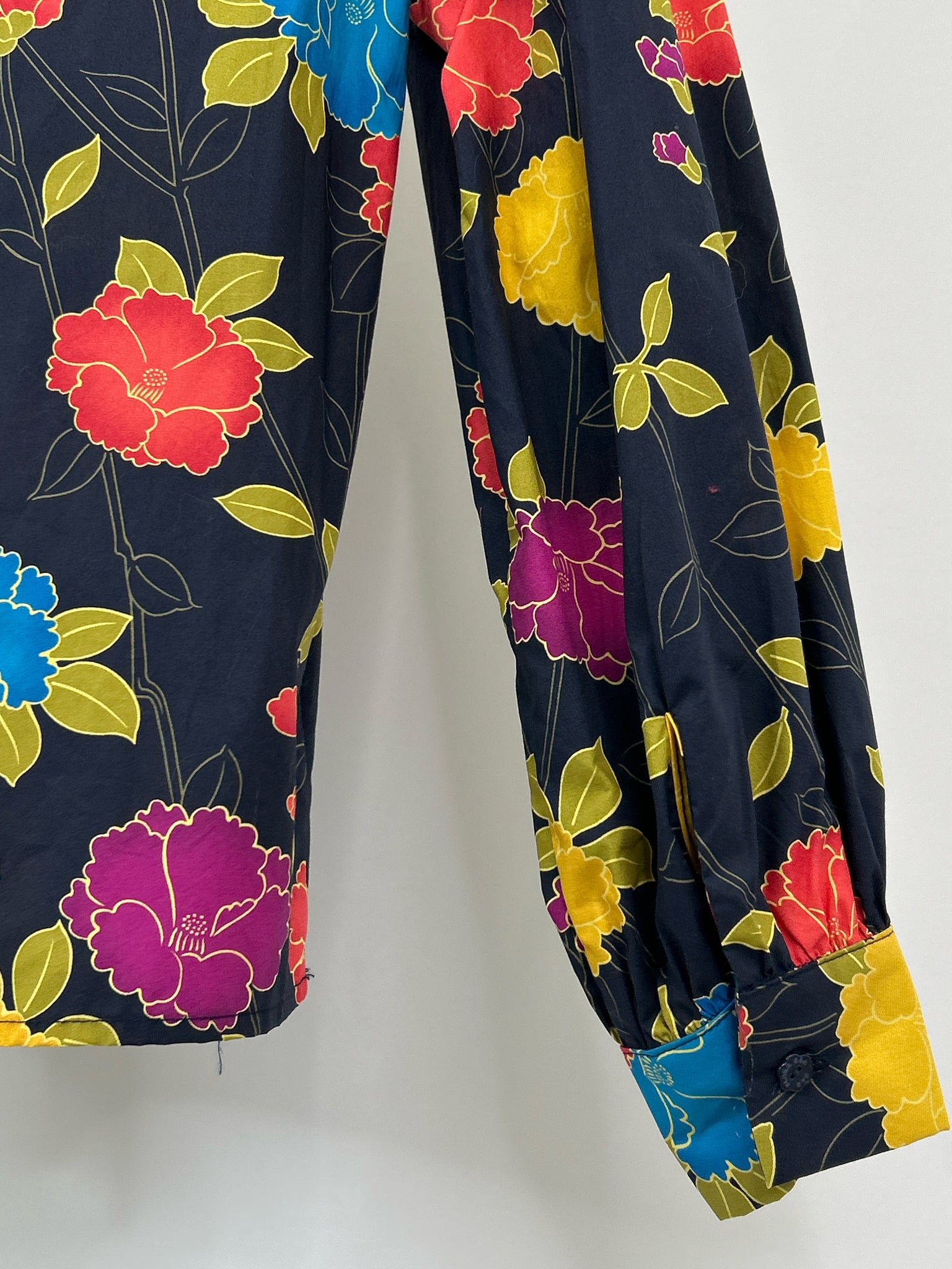 Flora Bea Size S Blue Print Women Shirt