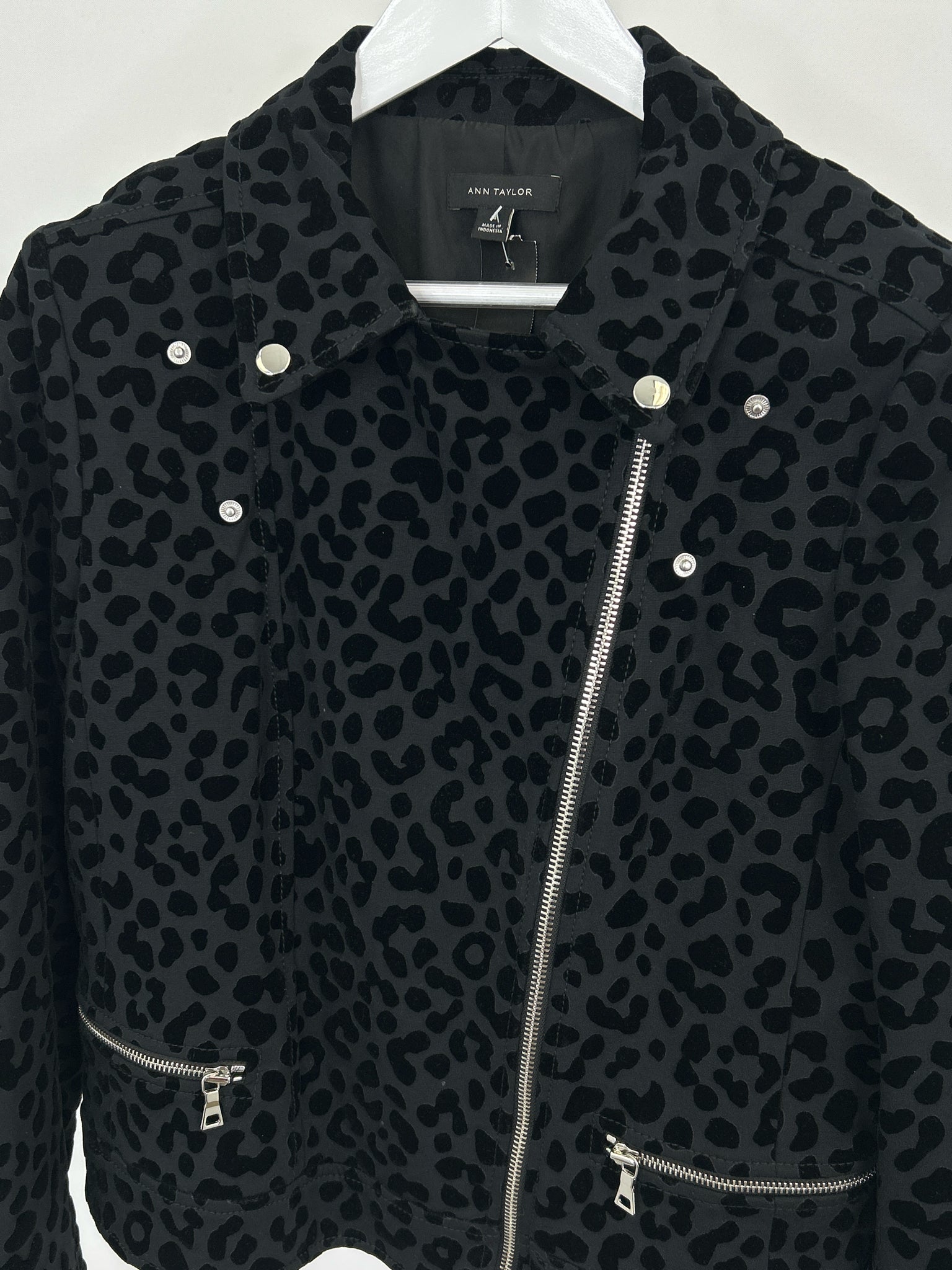 ANN TAYLOR Size 14 Black Print Women's Jacket