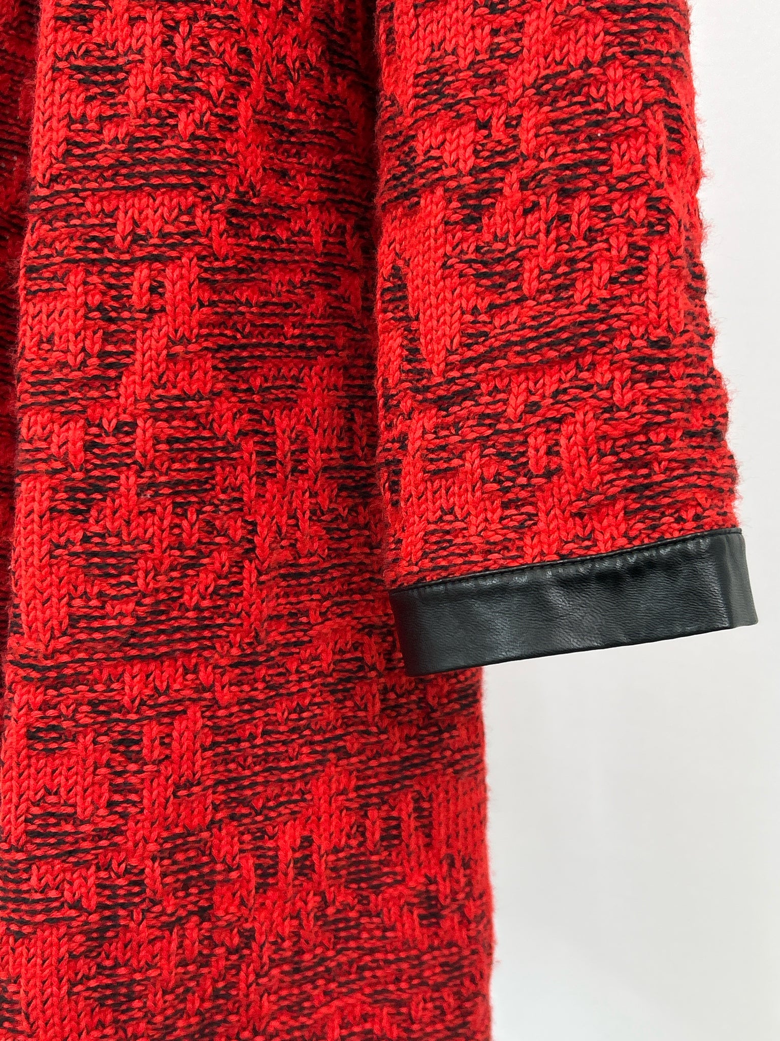 MING WANG Size M Red & Black Women Cardigan