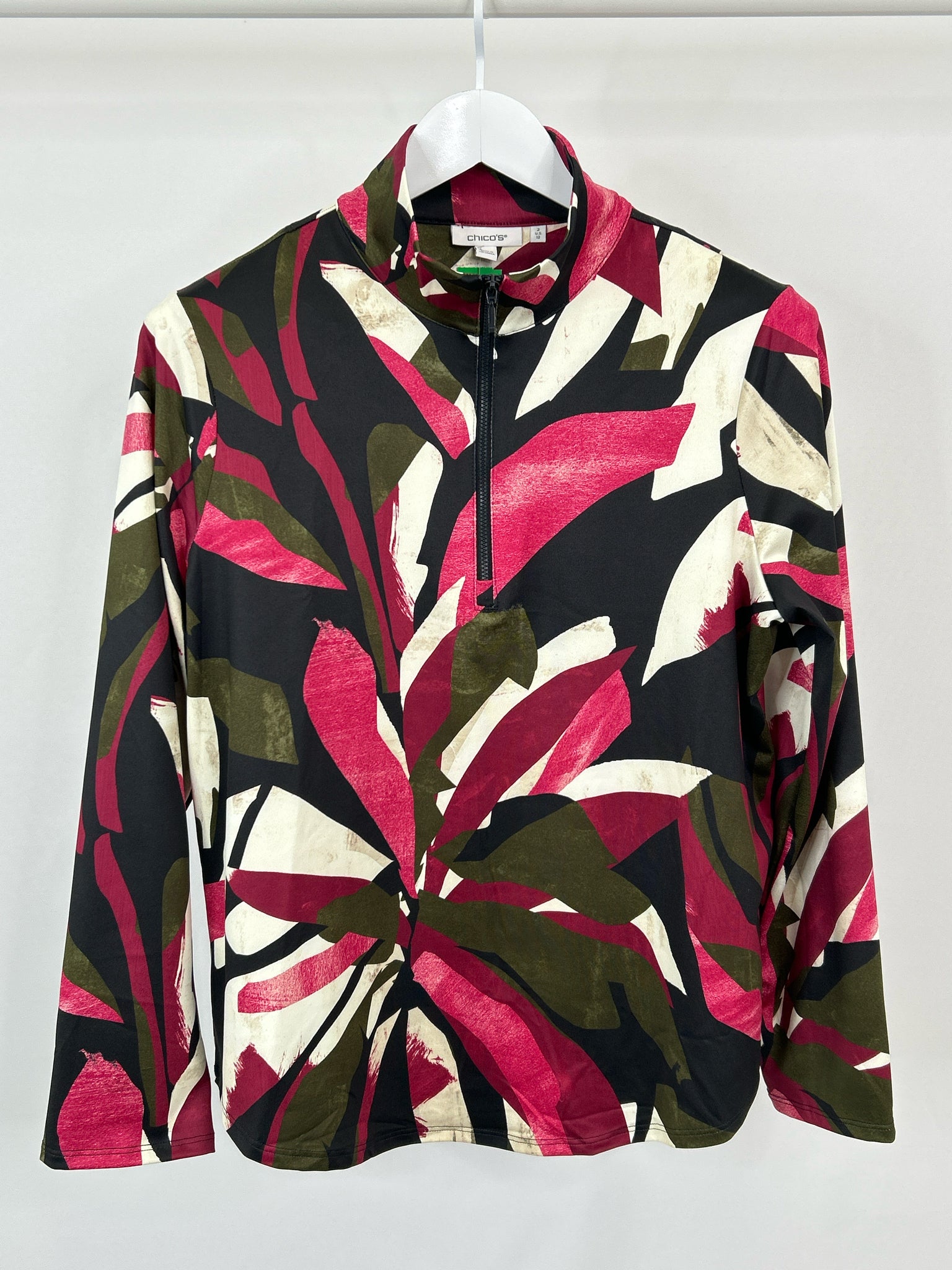 CHICO'S Size 12 Black & Pink Women's Pullover