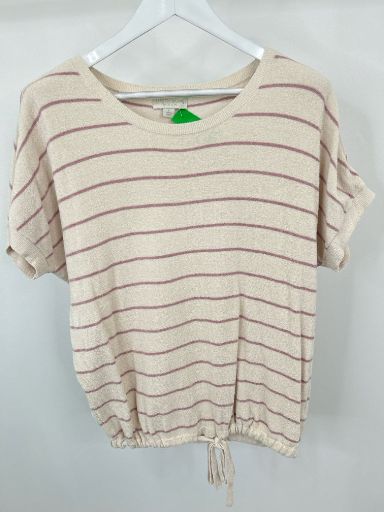 BAREFOOT DREAMS Size S White Striped Top