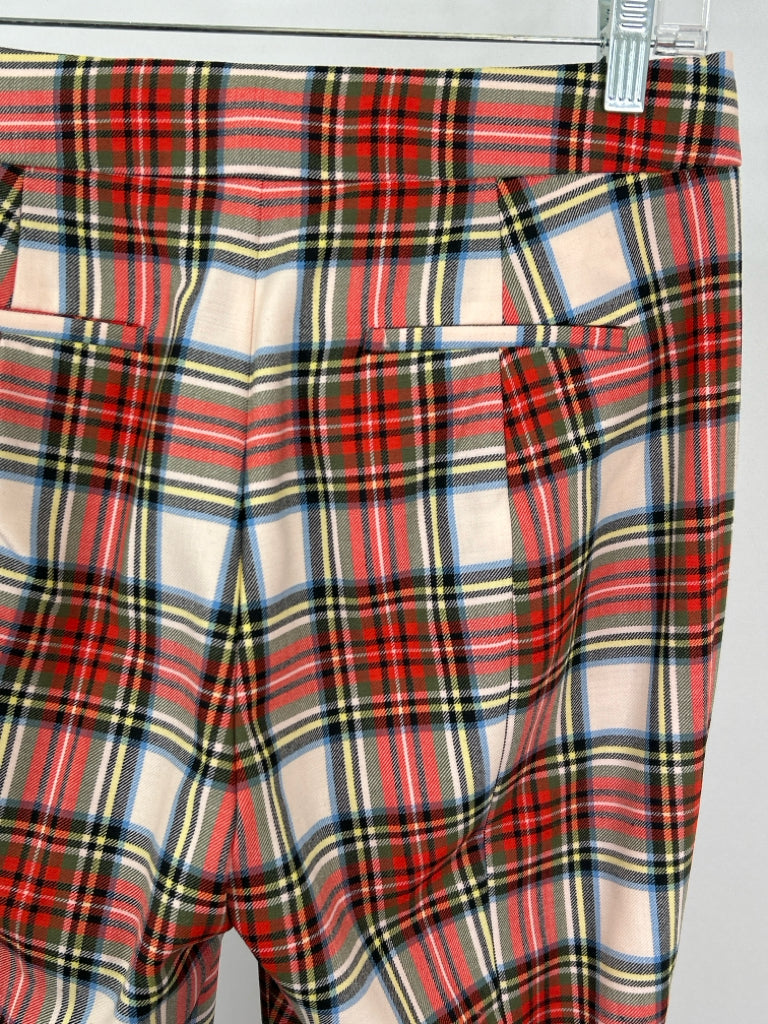 J. CREW Women Size 8P Red Plaid Pants