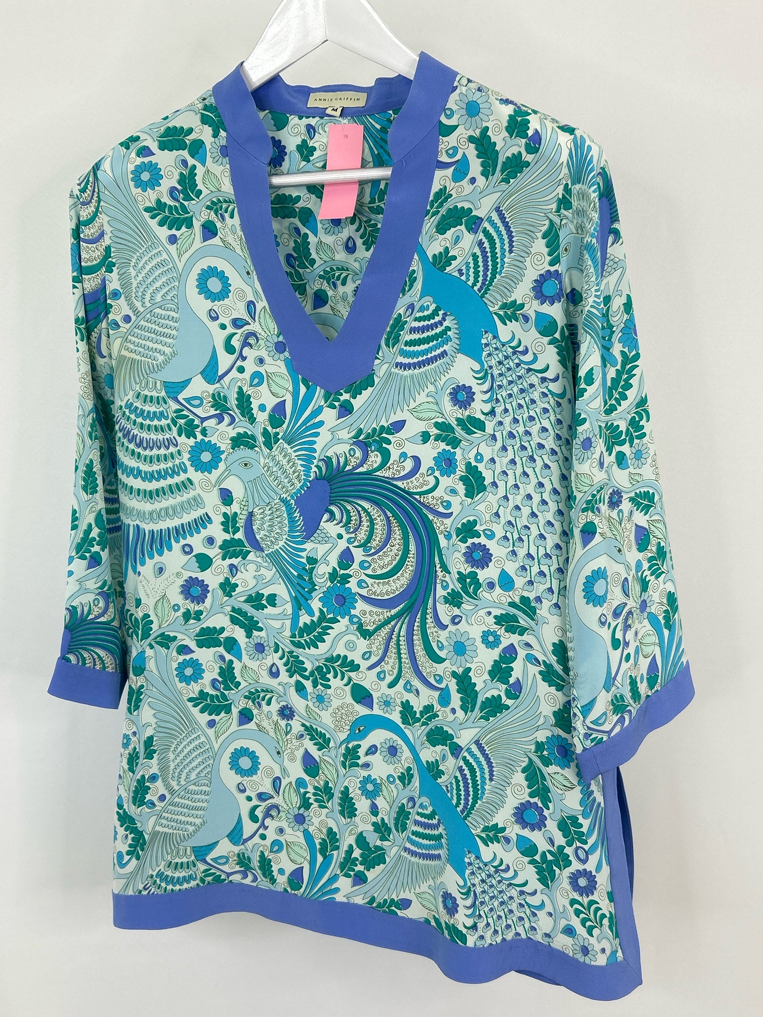 ANNIE GRIFFIN Size M Teal Print Women Tunic