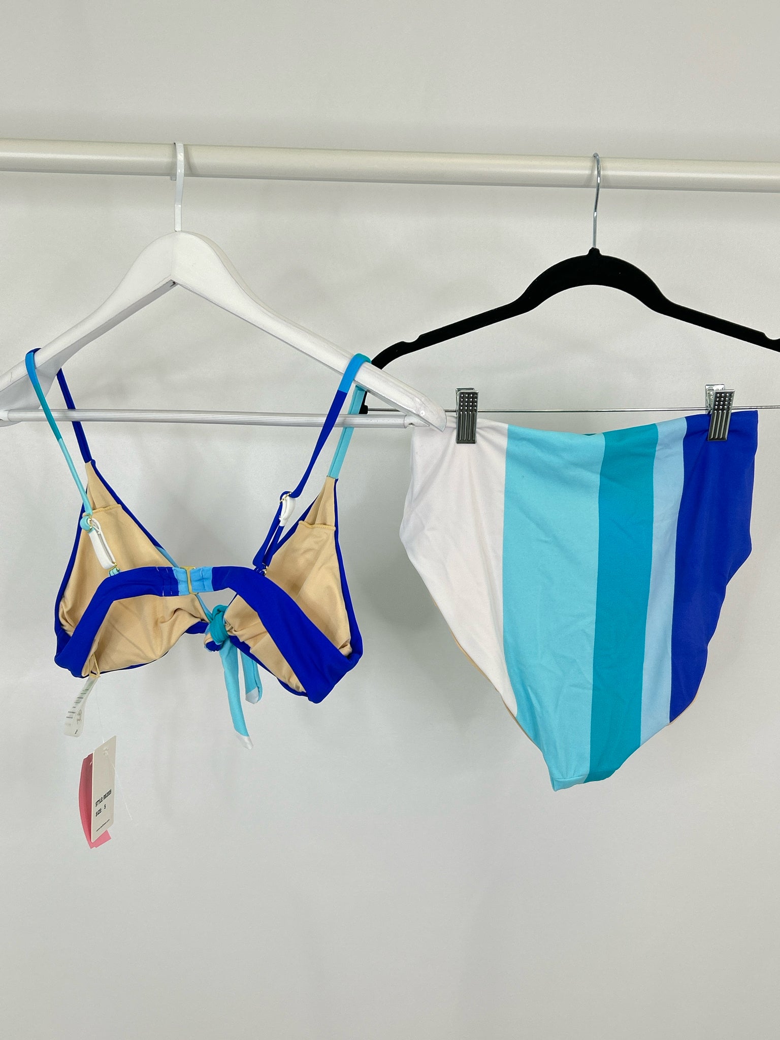 Palms Away Size S Blue Print Women 2PC Bathing Suit NWT