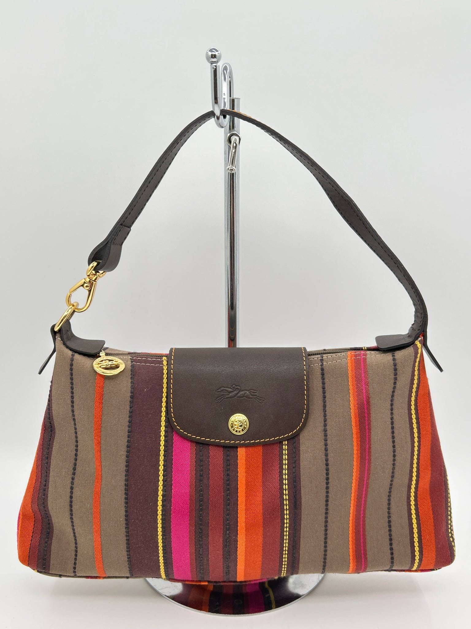 LONGCHAMP Brown Striped Women Purse