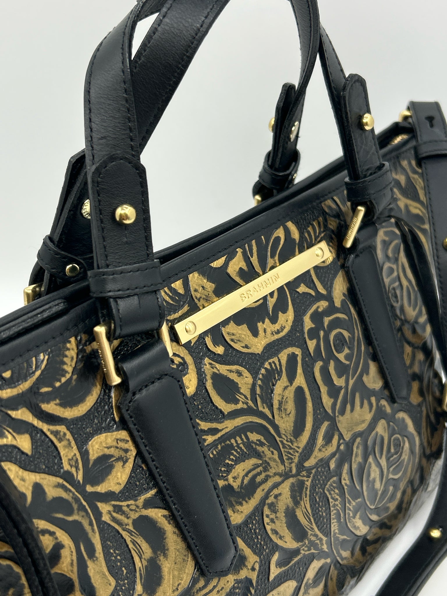 BRAHMIN BLACK AND GOLD Women Purse