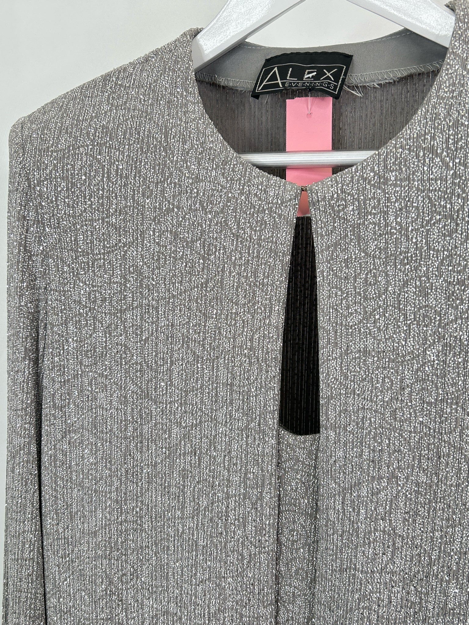 ALEX EVENINGS Size 14 Silver Women 2-Piece w/dress