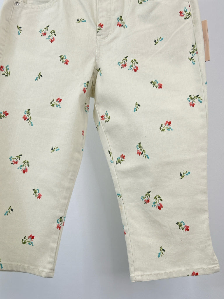 NYDJ Size 10P Cream floral print jeans