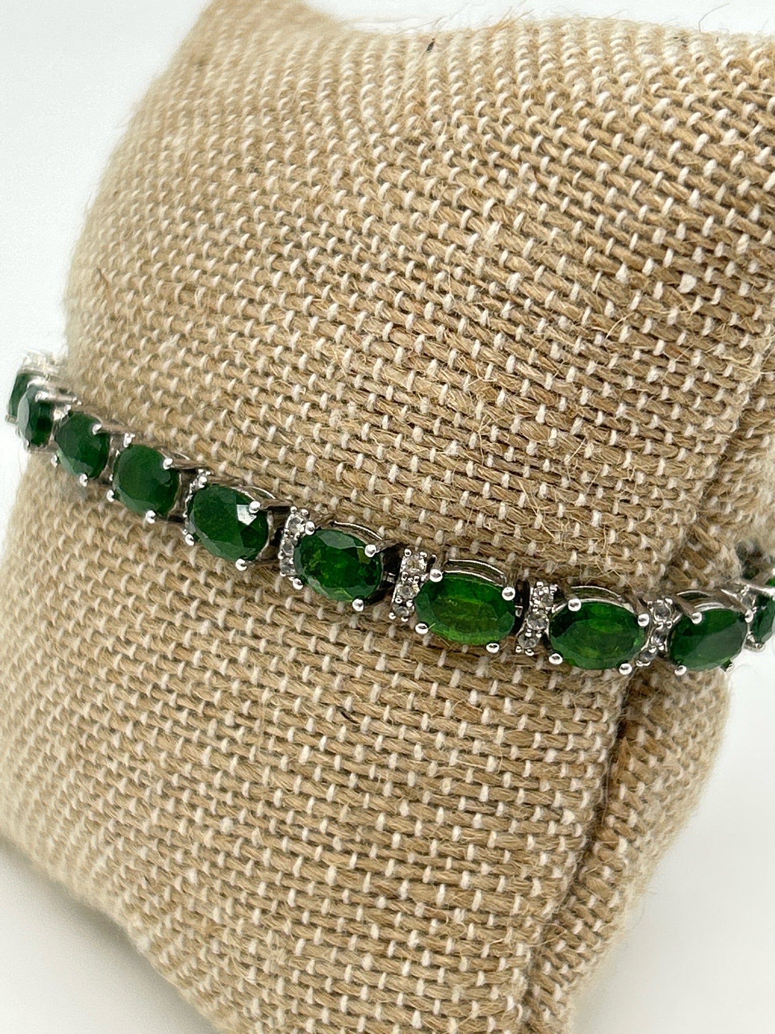 RJ 925 SILVER AND GREEN Bracelet
